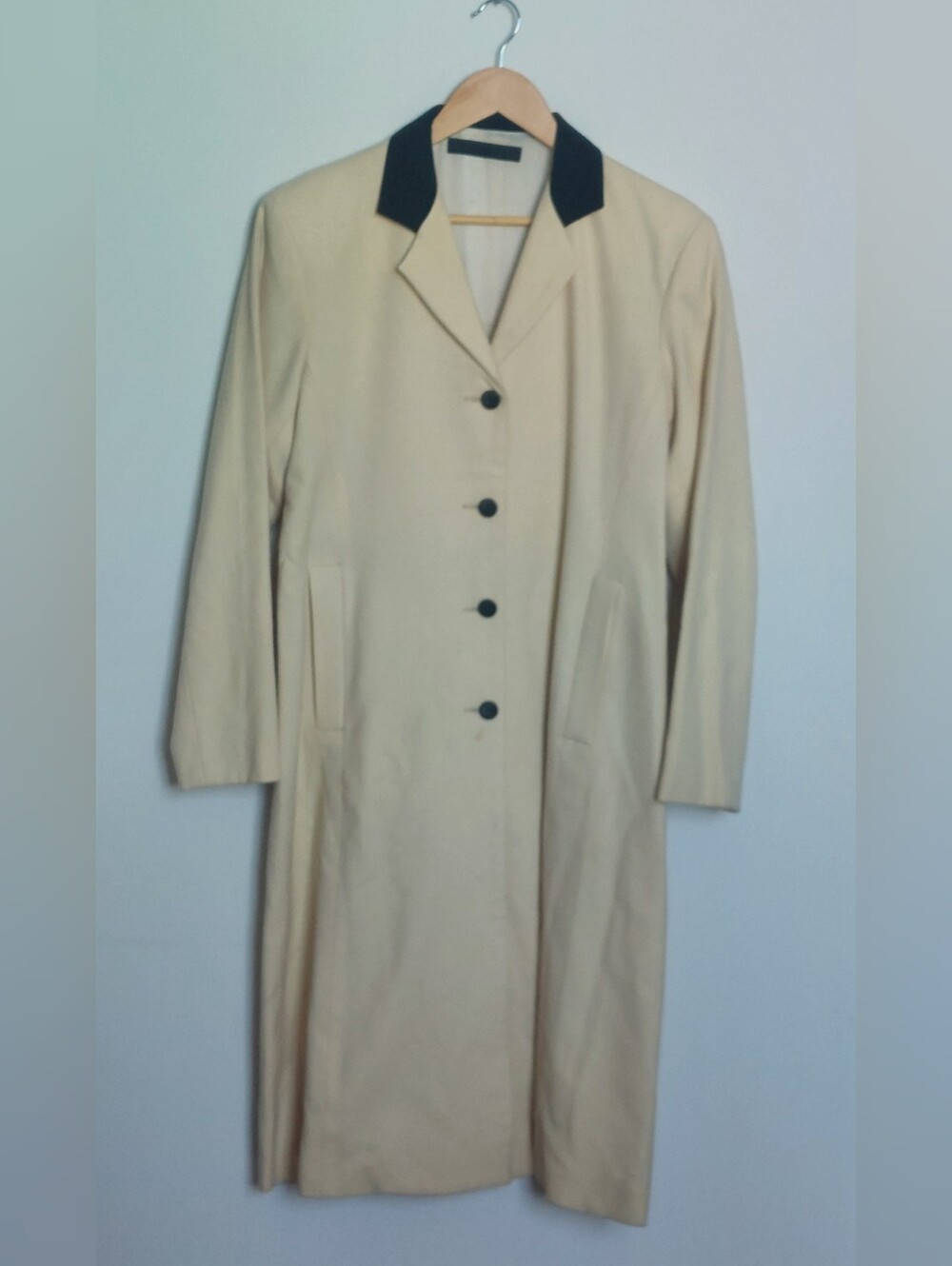 Vintage 1980s Ricky Vider Wool Cream & Black Long Coat